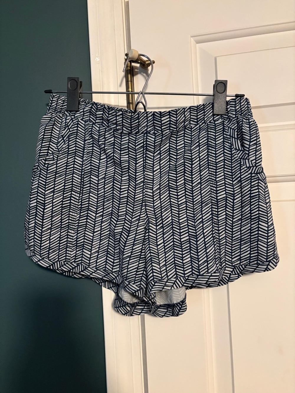 Athleta Navy and White Chevron Athletic Shorts